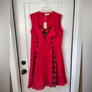 KILLREAL Women's Plaid Retro Vintage Style Cocktail Party Swing Dress